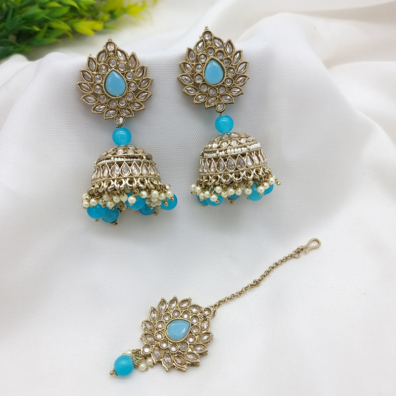 JCM Gold Plated Crystal Stone Jhumki Earrings