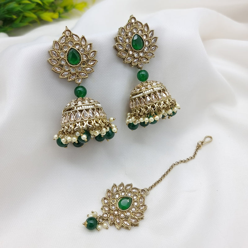 JCM Gold Plated Crystal Stone Jhumki Earrings