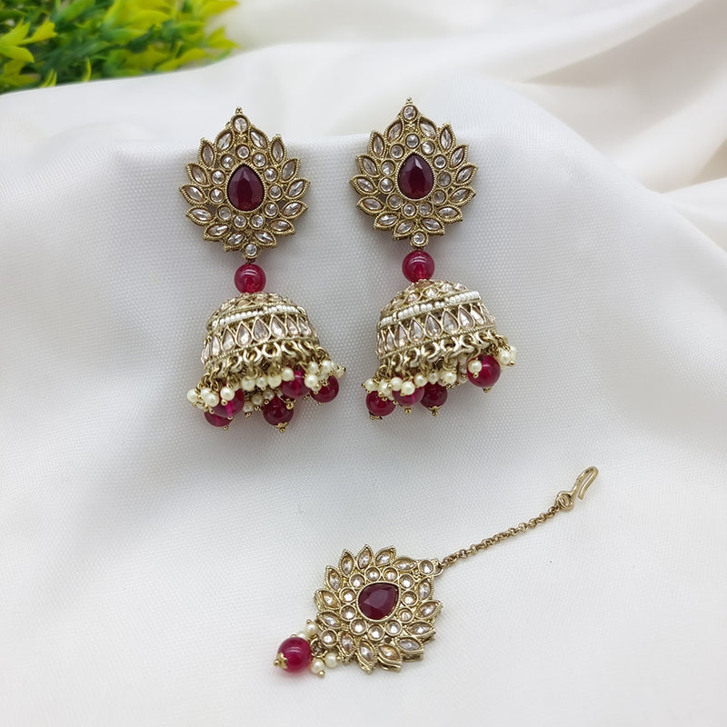 JCM Gold Plated Crystal Stone Jhumki Earrings