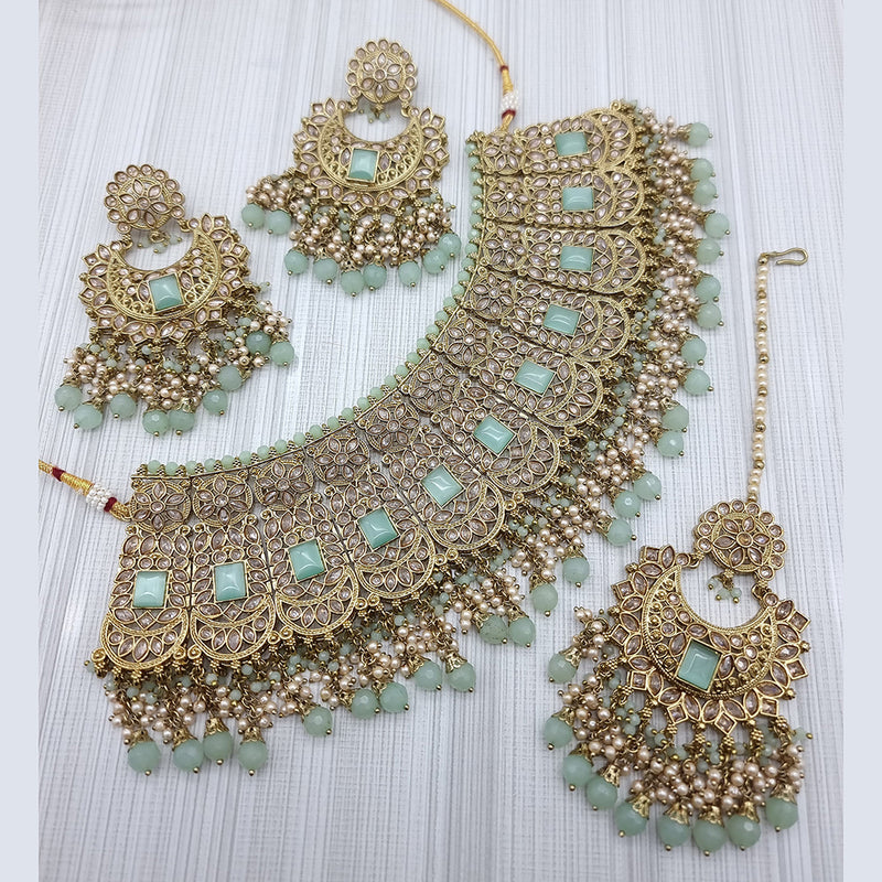 JCM Gold Plated Crystal Stone Necklace Set