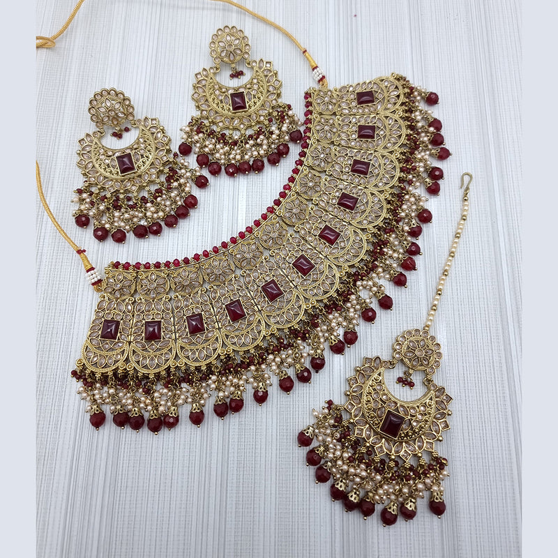 JCM Gold Plated Crystal Stone Necklace Set