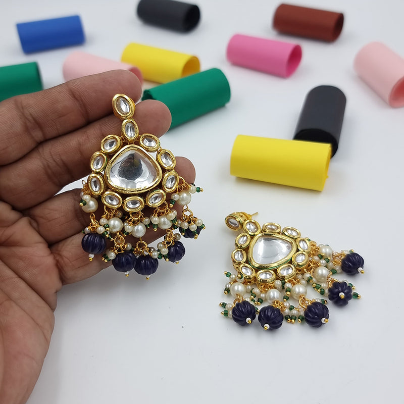 JCM Gold Plated Kundan Stone Dangler Earrings