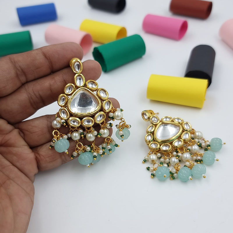 JCM Gold Plated Kundan Stone Dangler Earrings