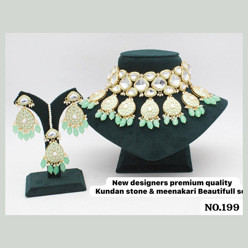 JCM Gold Plated Kundan Stone And Meenakari Necklace Set