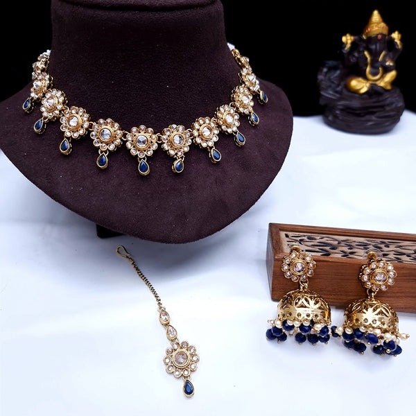 JCM Mehndi  Plated Monalisa And Beads Necklace Set