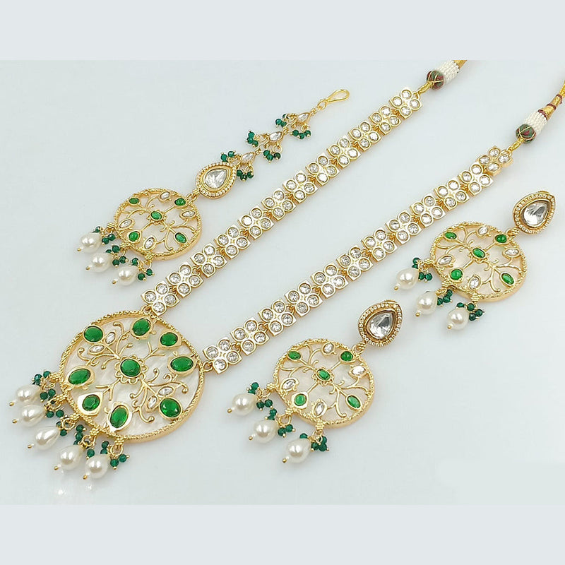 JCM Gold Plated Kundan Long Necklace Set