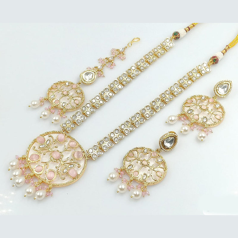 JCM Gold Plated Kundan Long Necklace Set