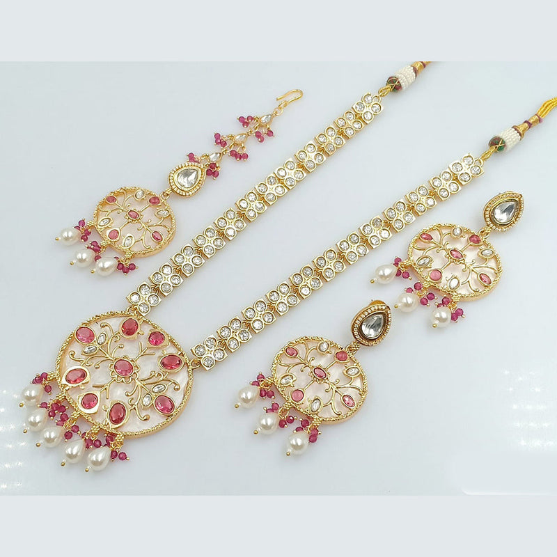 JCM Gold Plated Kundan Long Necklace Set