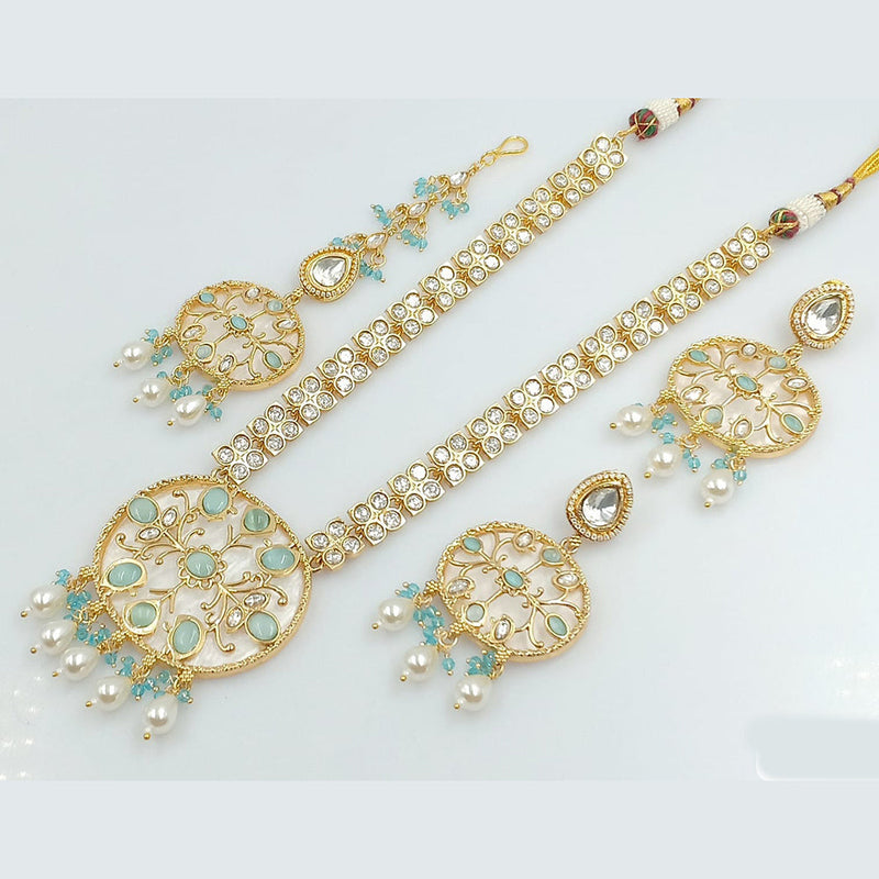 JCM Gold Plated Kundan Long Necklace Set