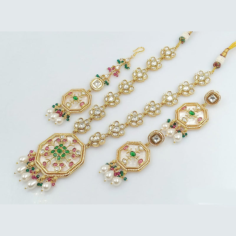 JCM Gold Plated Kundan Long Necklace Set