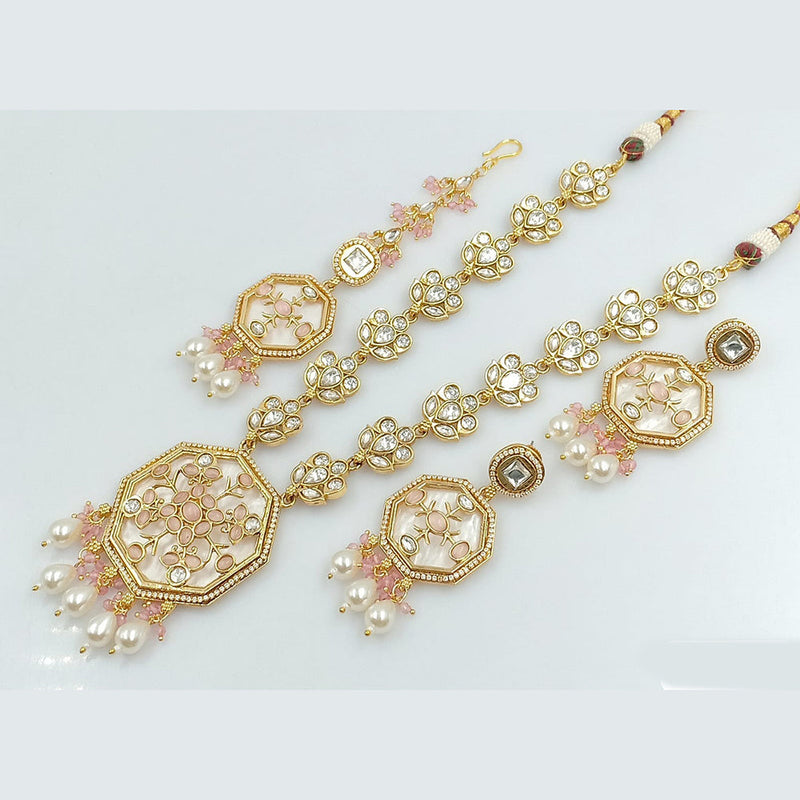 JCM Gold Plated Kundan Long Necklace Set