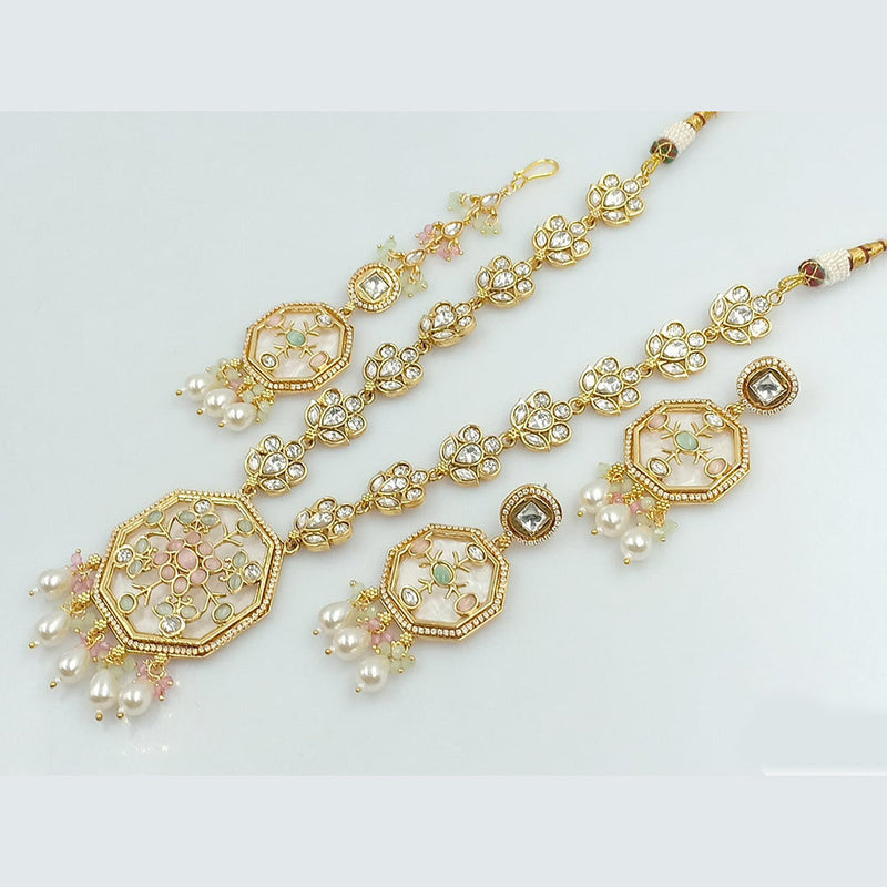 JCM Gold Plated Kundan Long Necklace Set