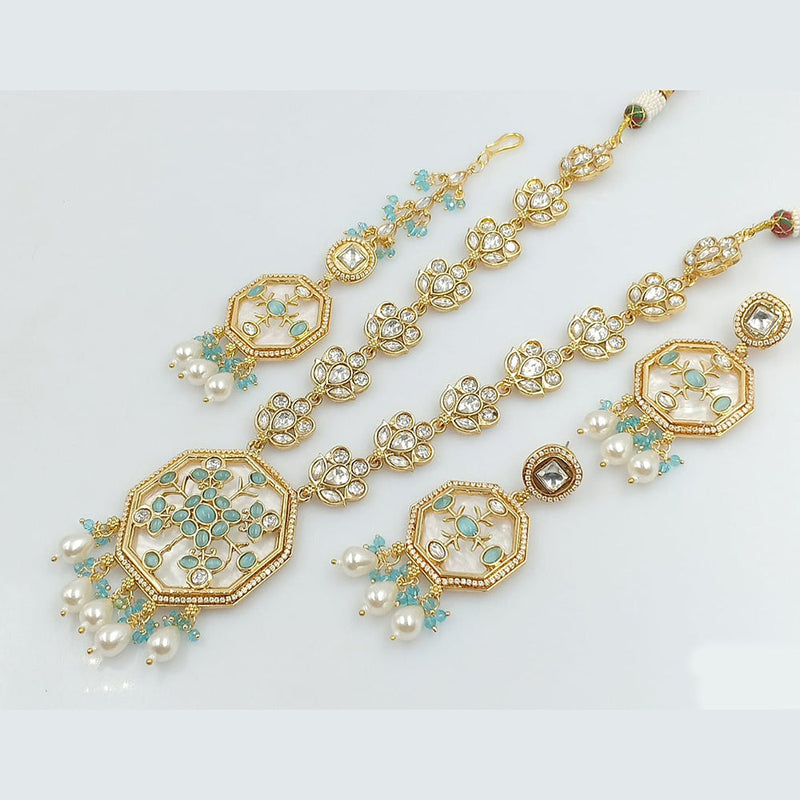 JCM Gold Plated Kundan Long Necklace Set