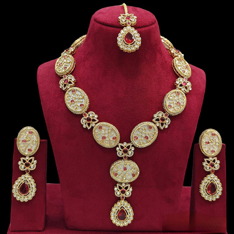 Jcm Gold Plated Kundan Necklace Set