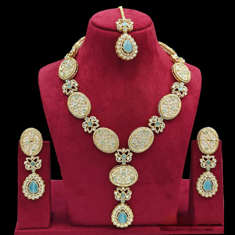 Jcm Gold Plated Kundan Necklace Set