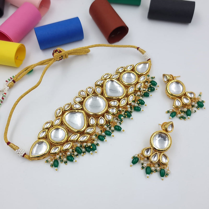 JCM Gold Plated Kundan Choker Necklace Set