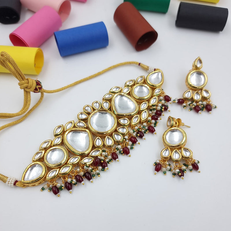 JCM Gold Plated Kundan Choker Necklace Set