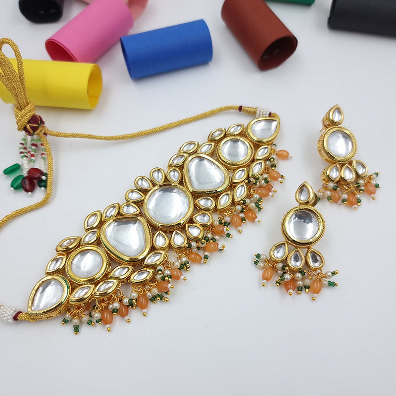 JCM Gold Plated Kundan Choker Necklace Set