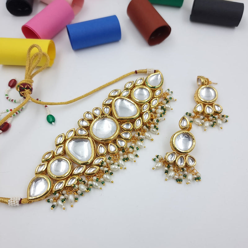 JCM Gold Plated Kundan Choker Necklace Set