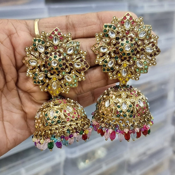 Jcm Gold Plated Pearls Jhumki Earrings