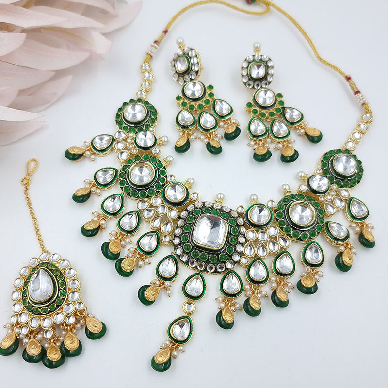 Jcm Gold Plated Kundan Stone Necklace Set