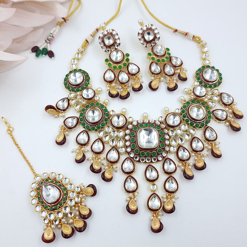 Jcm Gold Plated Kundan Stone Necklace Set