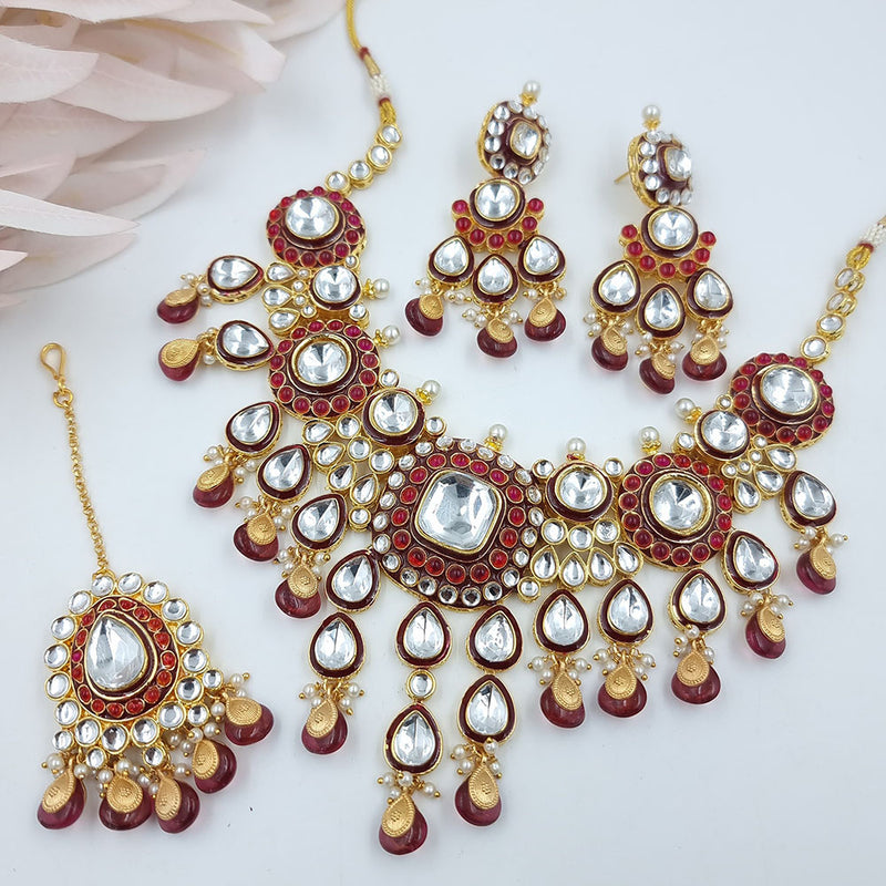 Jcm Gold Plated Kundan Stone Necklace Set