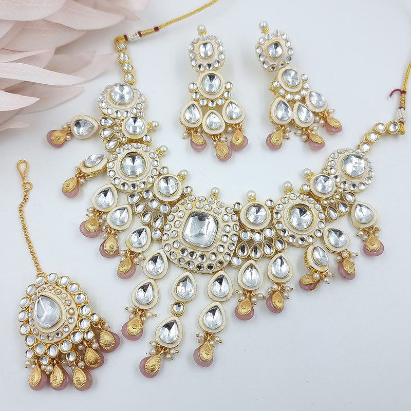 Jcm Gold Plated Kundan Stone Necklace Set