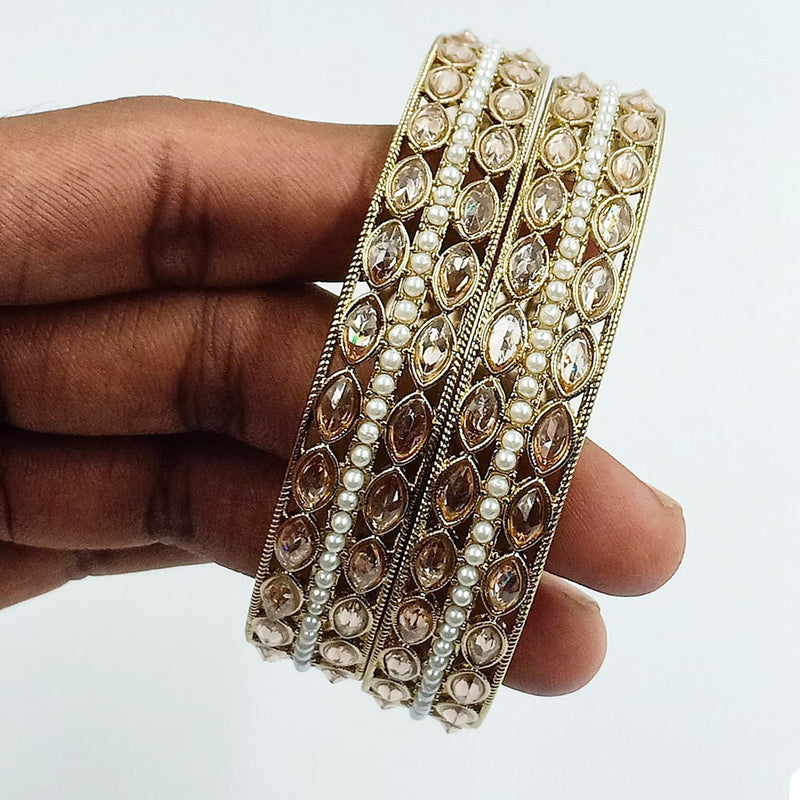 Jcm Gold Plated Crystal Stone And Pearls Bangles Set