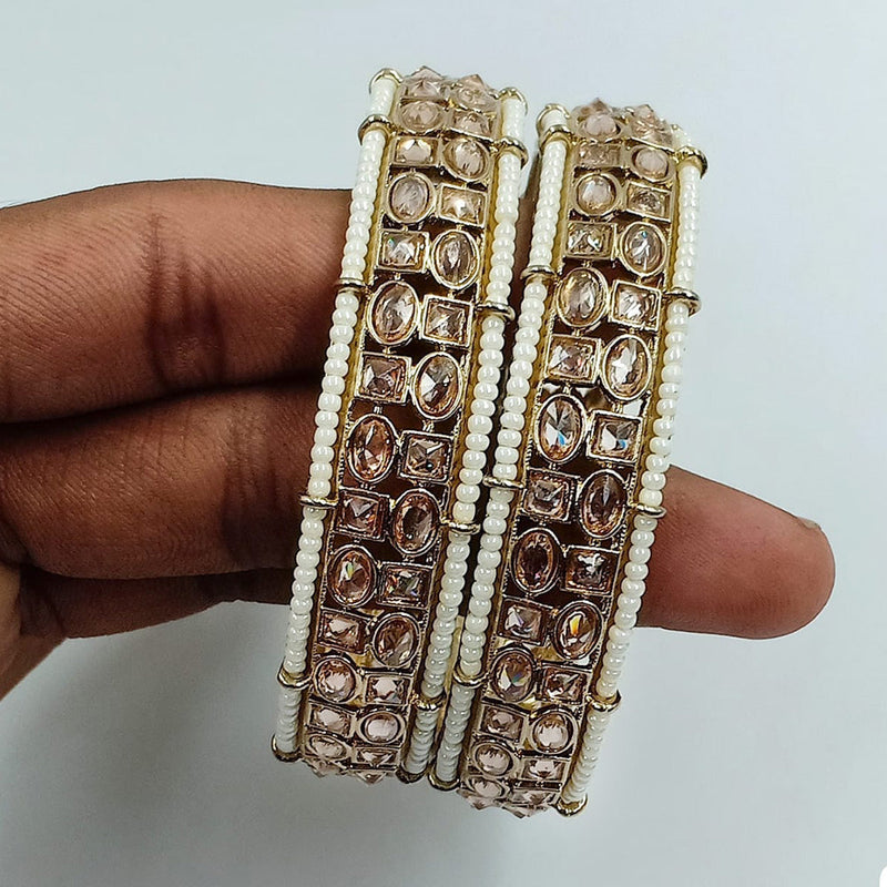 Jcm Gold Plated Crystal Stone And Pearls Bangles Set