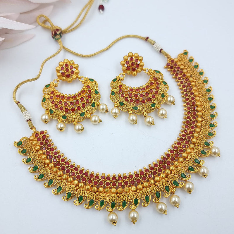 JCM Gold Plated Pota Stone Necklace Set