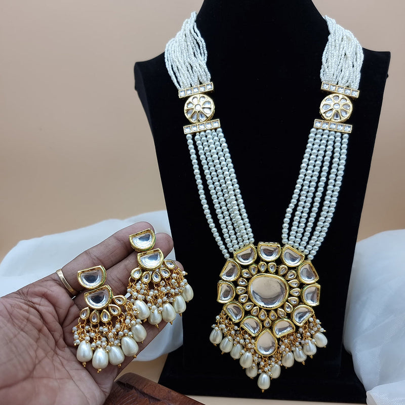 JCM Gold Plated Kundan and Pearl Necklace Set