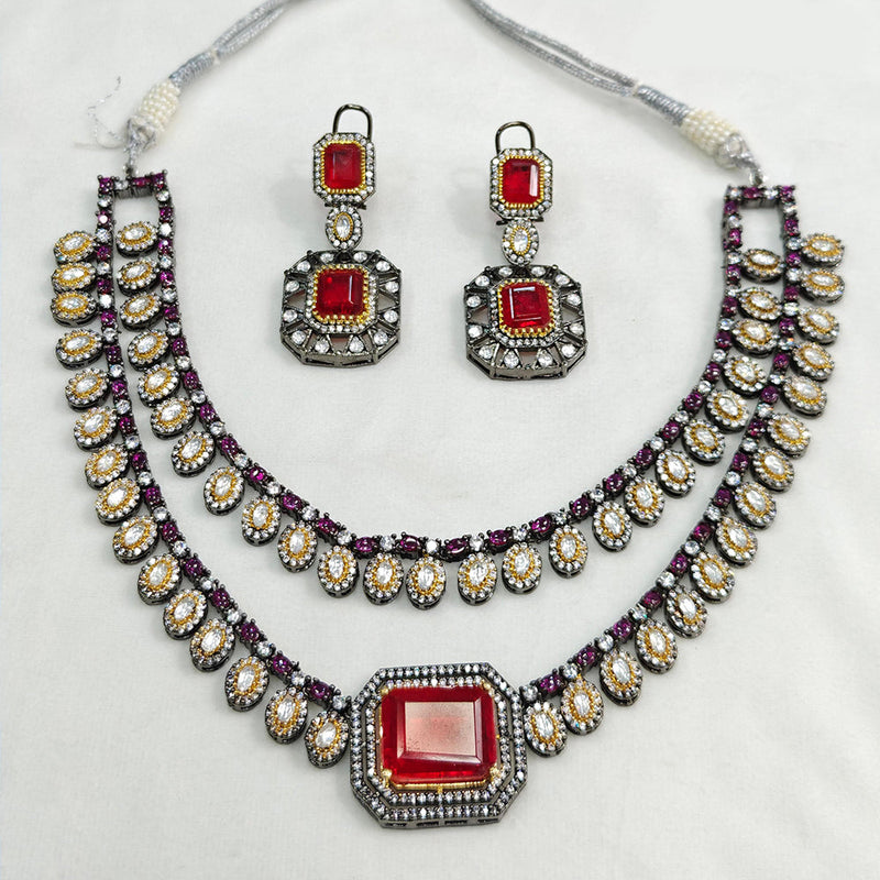 JCM Gold Plated Crystal Stone Necklace Set