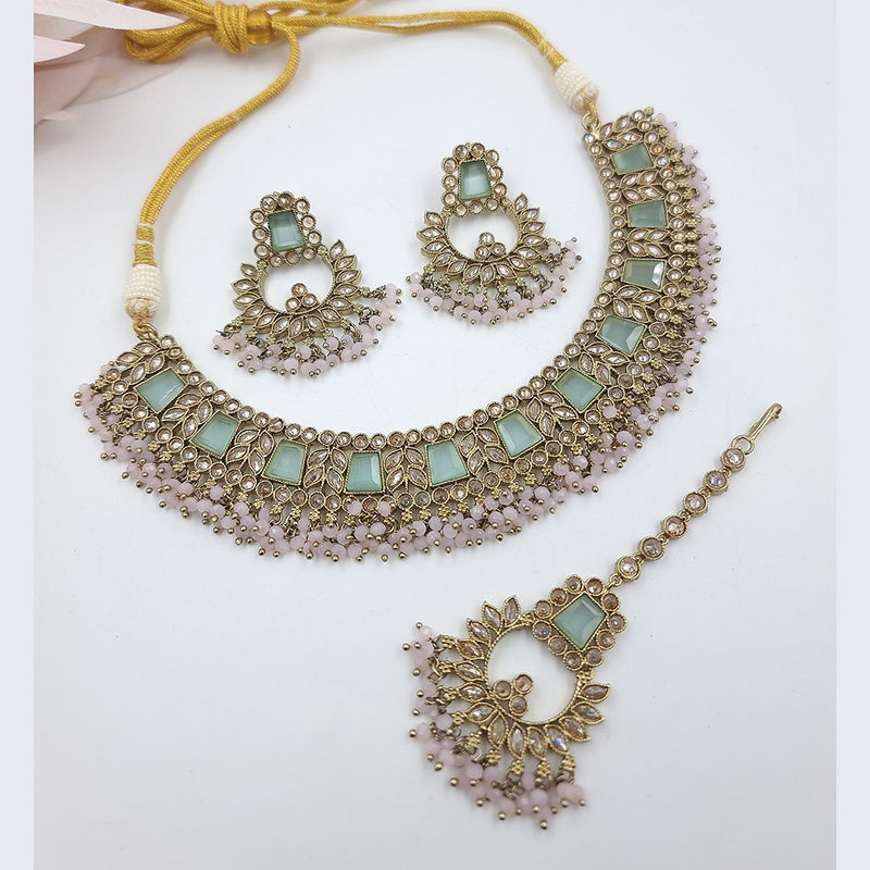 JCM Gold Plated Crystal Stone Necklace Set