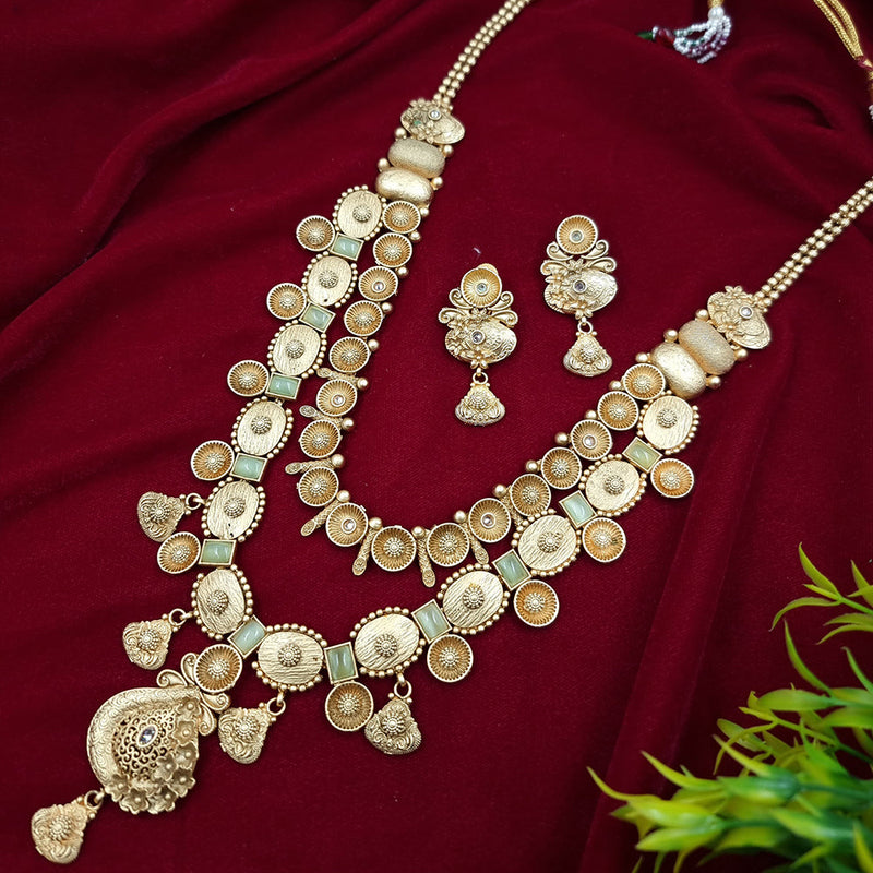 JCM Gold Plated Crystal Stone Long Necklace Set