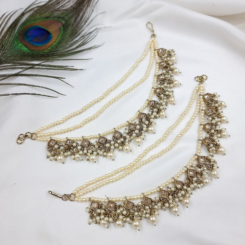 Jcm Gold Plated Crystal Stone And Pearl Kanchain