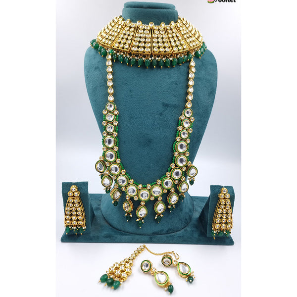 JCM Gold Plated Kundan Stone Double Necklace Set