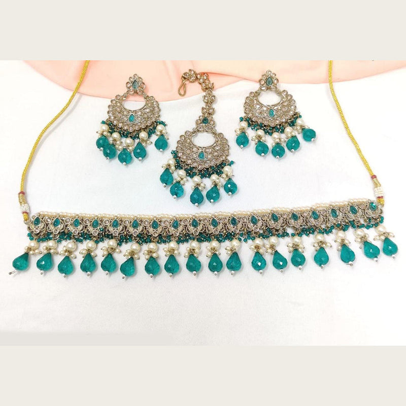 JCM Gold Plated Crystal Stone Pearl And Beads Necklace Set