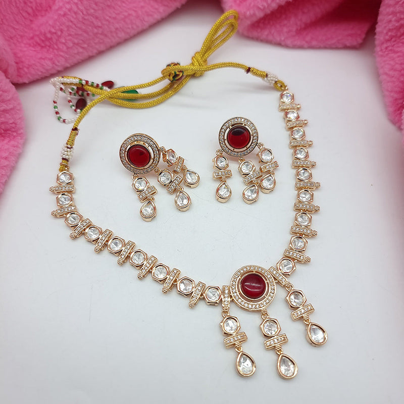 JCM Gold Plated Polki Kundan Necklace Set