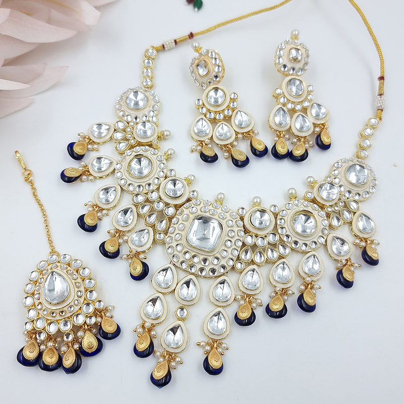 JCM Gold Plated Kundan Stone Necklace Set