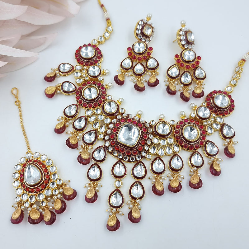 JCM Gold Plated Kundan Stone Necklace Set