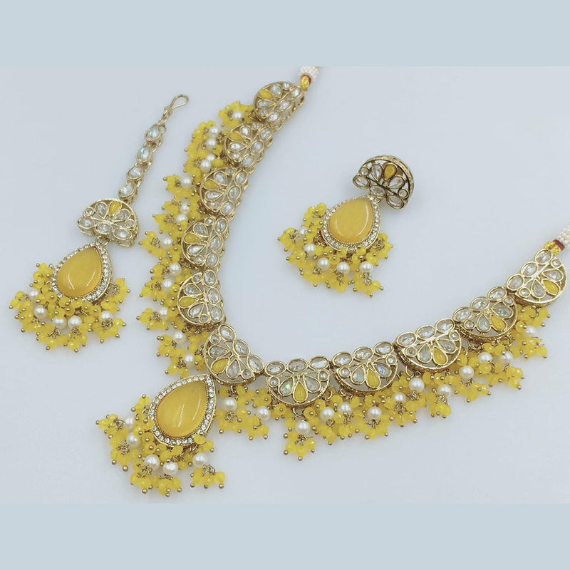 JCM Gold plated Crystal Stone Pearl Necklace Set