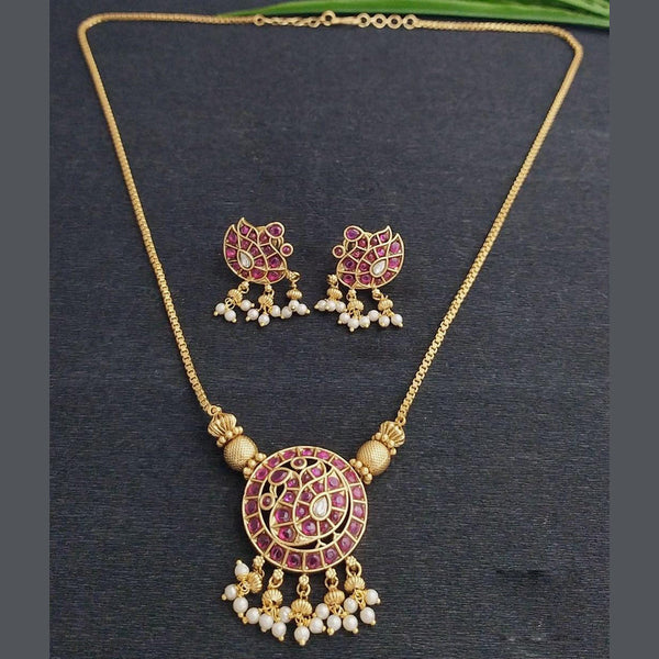 JCM Gold Plated Pota Stone And Pearls Necklace Set