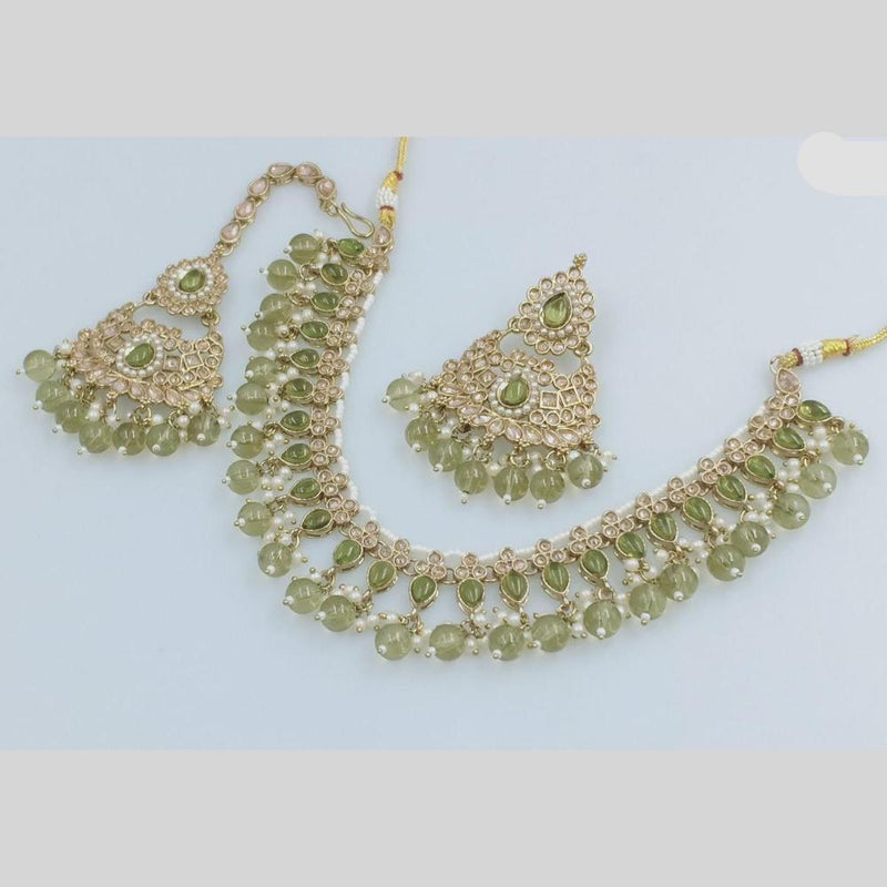 JCM Gold Plated Crystal Stone And Pearls Necklace Set