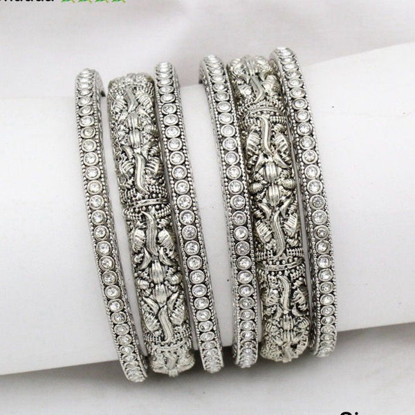 JCM  Silver Plated Pota Stone Bangle Set