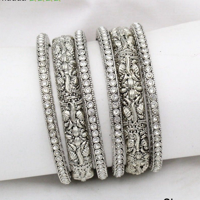 JCM  Silver Plated Pota Stone Bangle Set