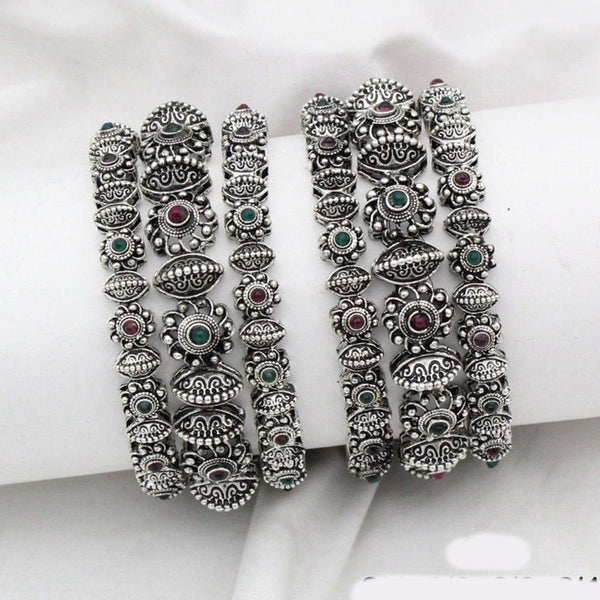 JCM  Silver Plated Pota Stone Bangle Set