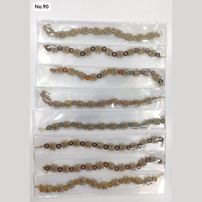 JCM Gold Crystal And Pearls Sheeshphool (Assorted Color) (1 Piece Only)