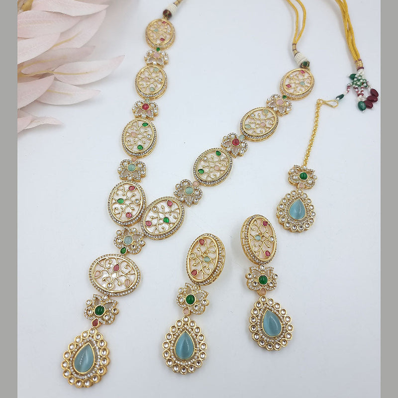 JCM Gold Plated Kundan Stone And Austrian Necklace Set