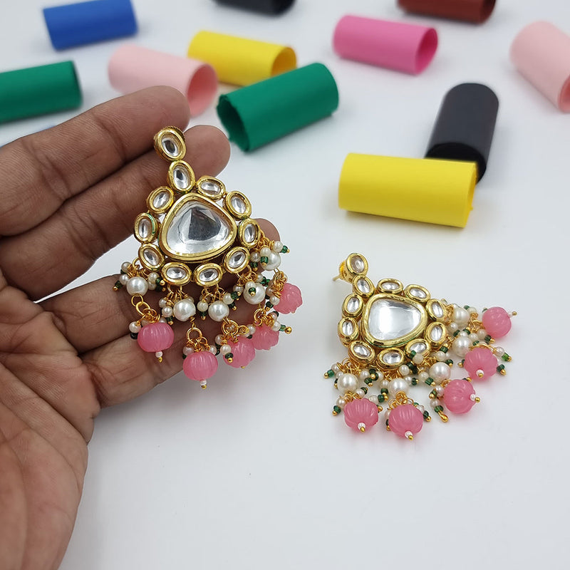 JCM Gold Plated Kundan And Pearl Dangler Earrings